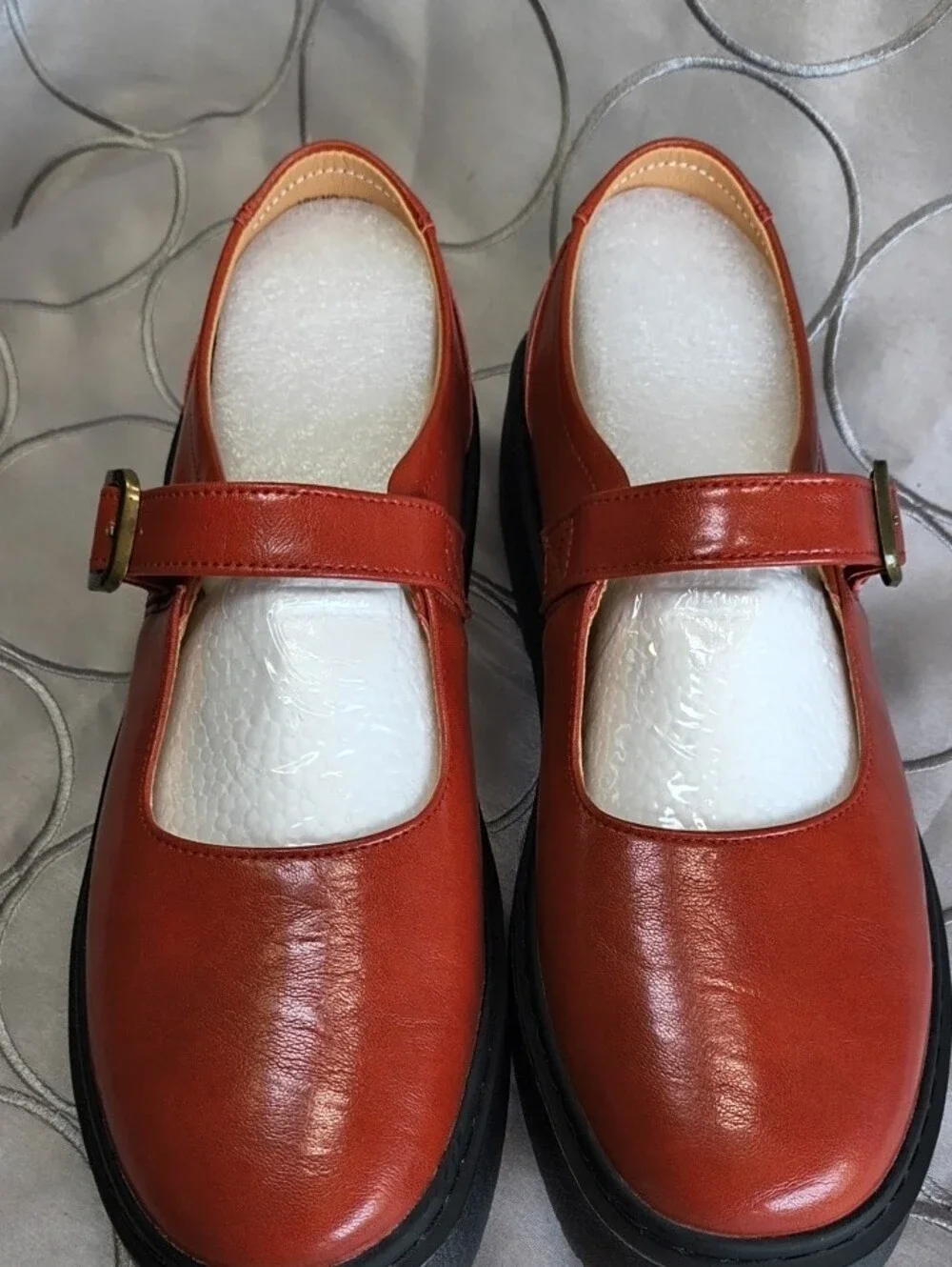 Platform Mary Jane Shoes in Red with Chunky Sole SS1